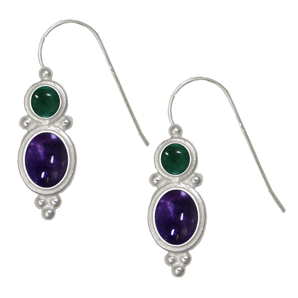 Sterling Silver Drop Dangle Earrings Iolite And Fluorite